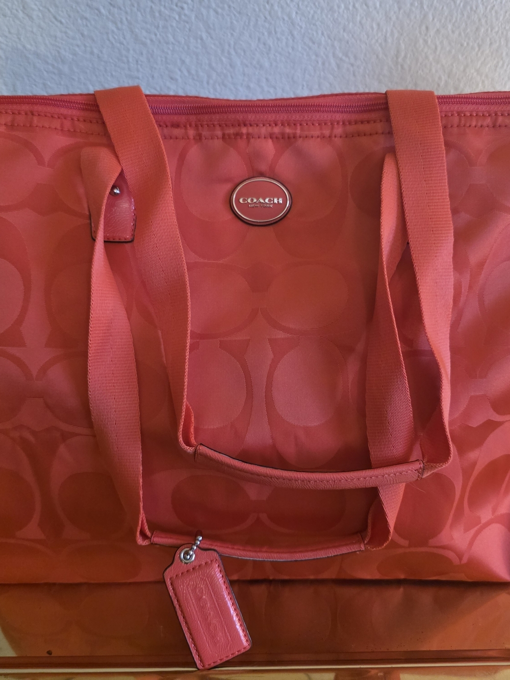 COACH Coral Signature Tote Bag